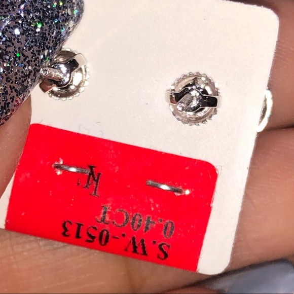 10k white gold vermeil real diamond beautiful custom made earrings NOT CZ Sale! - Picture 4 of 7